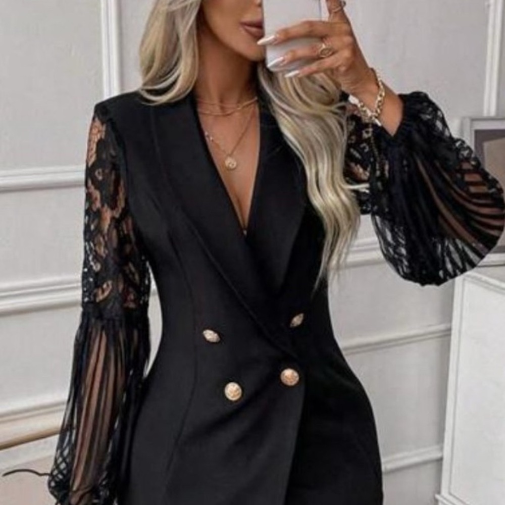 Black Dress with Gold Buttons